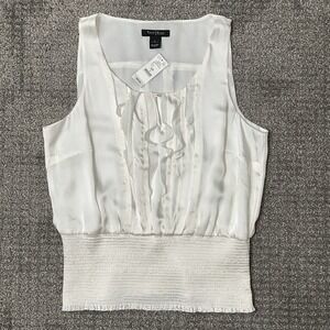 *NWT* White House Black Market Sleeveless Ruffle Top -Women's Large- Smocked Hem